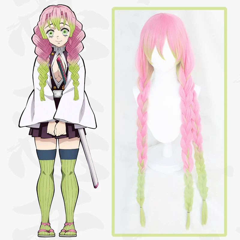 Anime Comic Demon Slayer Kimetsu no Yaiba Cosplay Wigs Kanroji Mitsuri Wig Synthetic Accessories Men wigs | Тематическая одежда и