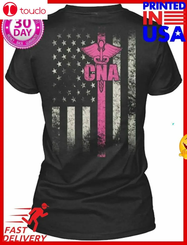 

Футболка Cna с американским флагом, флагом США, розовым символом Cna, футболка унисекс для мужчин и женщин, Мужская футболка