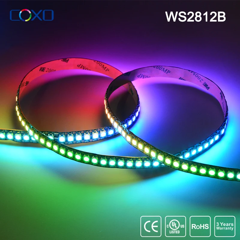 

WS2812B Led Strip Light 5V WS2812 RGB Led Lights Individually Addressable Smart Led Lighting Strips 2m 5m Black White PCB IP30