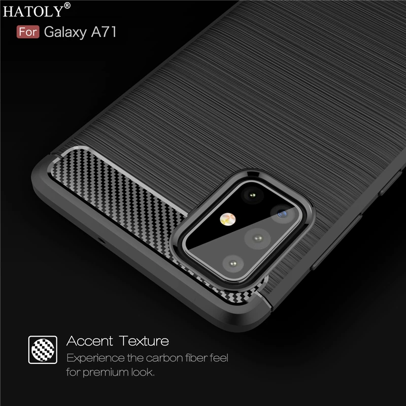 

Чехол-накладка для Samsung Galaxy A71, силикон, противоударный, углеродное волокно