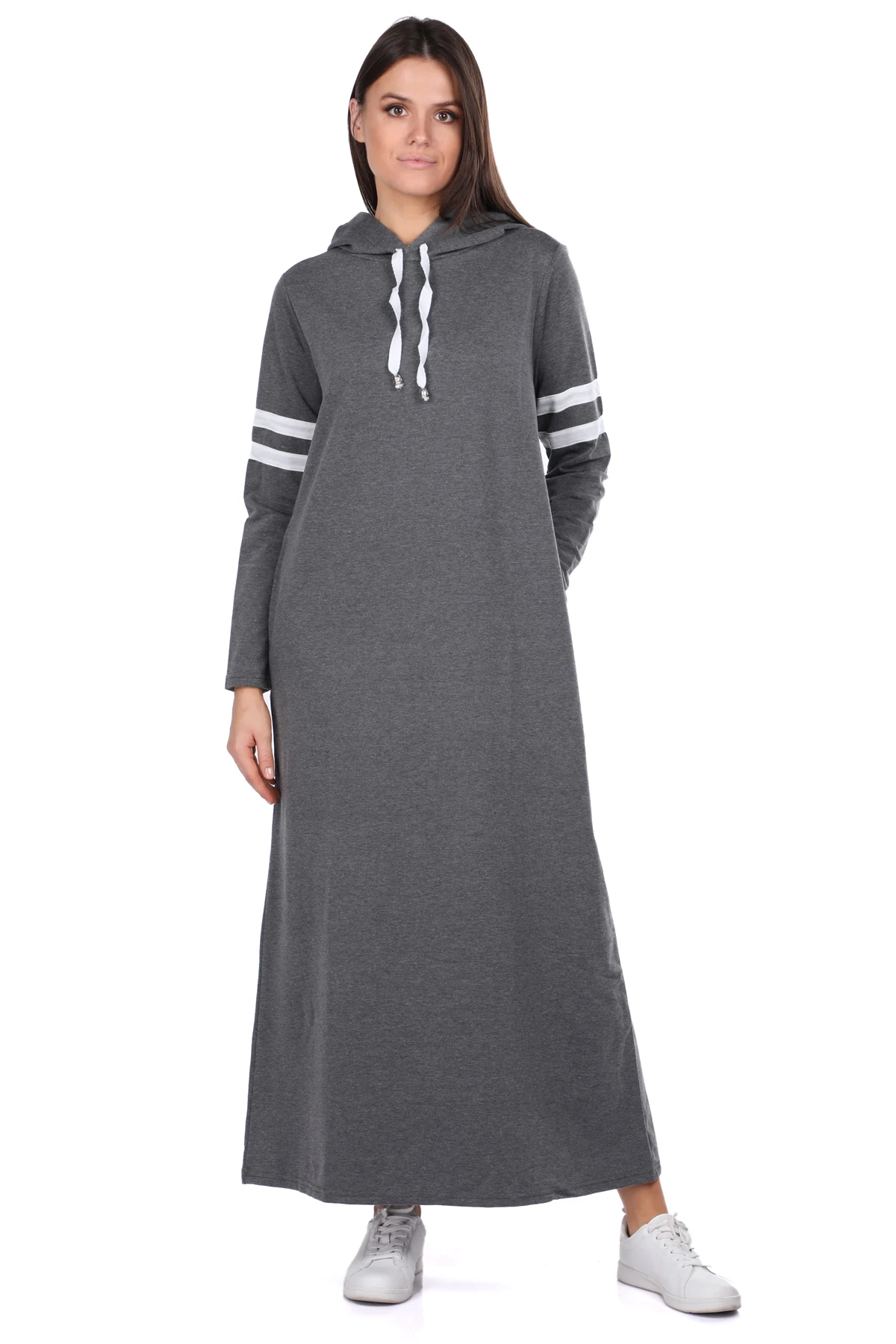 

Hooded Basic Long Dark Gray Women 'S Sweat Dress