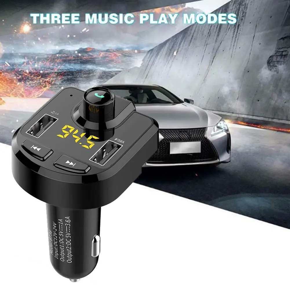 

Bluetooth-compatible Car Kit FM Transmitter Hands-free Audio Radio Modem Fast Wireless Charger USB A2Z0