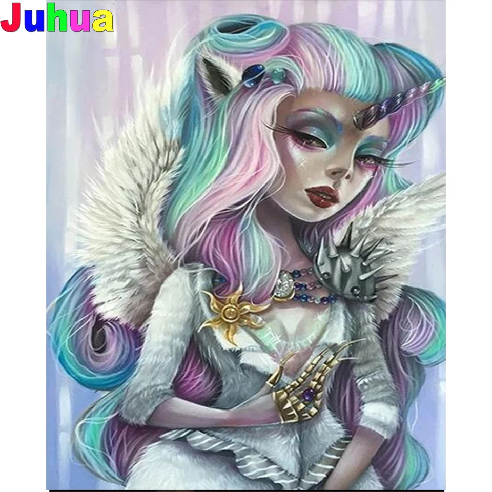 

fantasy Unicorn Full drill Diamond Painting Mosaic cartoon rhinestone Picture mosaic Skeleton Diamond Embroidery gift Home Decor