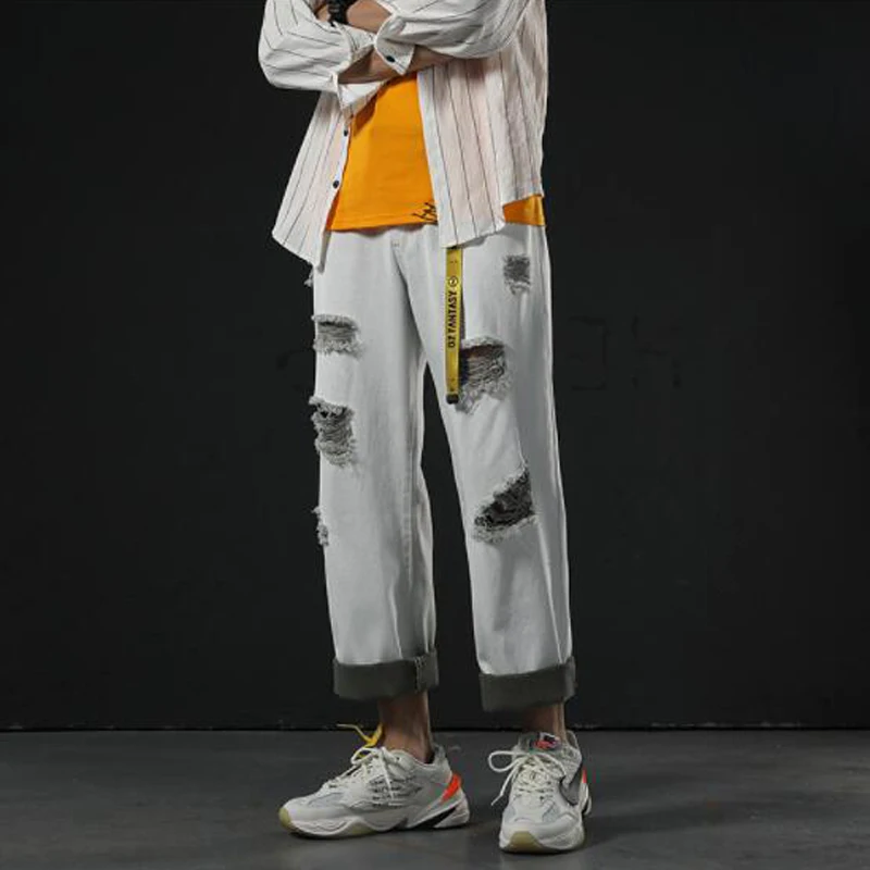 Новые мужские обтягивающие джинсы облегающие байкерские рваные в стиле хип-хоп