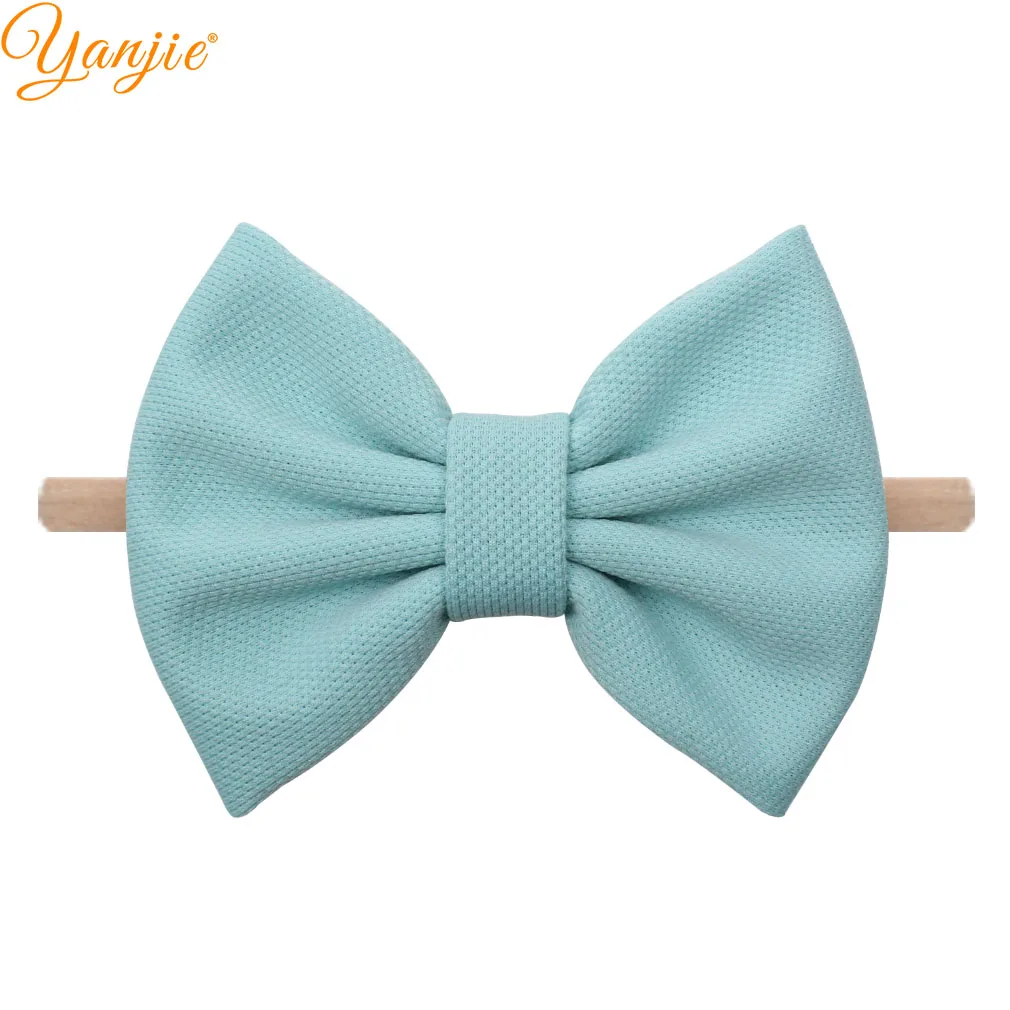 5 inch bow-aqua 7 дюймовая повязка на голову с большим бантом для девочек, г., однотонные большие банты для волос, эластичные тюрбан, повязка на голову, детский топ с бантом, повязка на голову, аксессуары для волос - Цвет: 5 inch bow-aqua