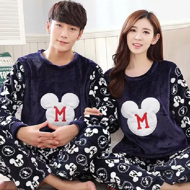 Пижама унисекс для взрослых Фланелевая пижама с милыми животными комплект