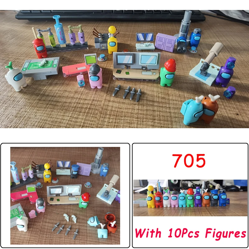 

10Pcs/Lot Amonged Us Toy Game Series Action Figures Space Alien Peluche 2021 New Building Blocks Classic Model Bricks Kids Kit
