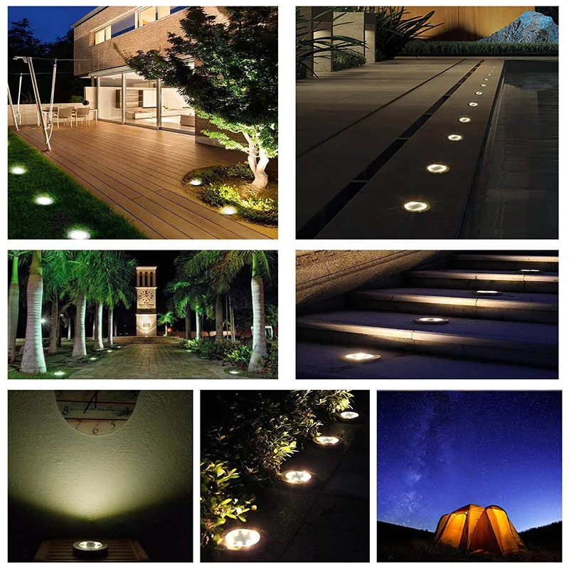 1/4 PCs Solar Garden Lights 12/16/20 LED Solar Ground Light Waterproof Lamp Underground Sensing Landscape Lamp for Lawn Pathway images - 4