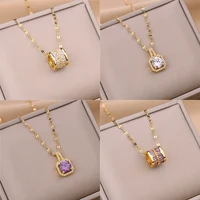 xiyanike 316l stainless steel new crystal pendant necklace for women 2021 trend party gift fashion jewelry wholesale collares
