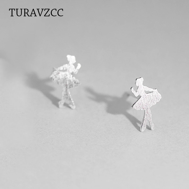 Серебряные балетные серьги гвоздики для девочек 925 оригинальные ручной работы