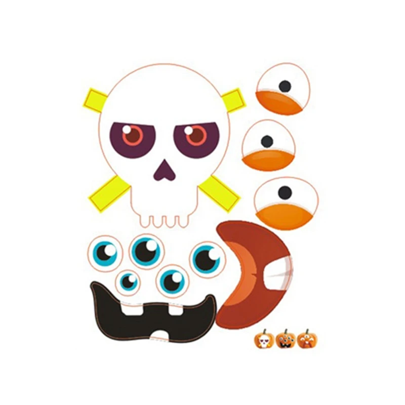 

Q0KF Halloween Stickers for Kids Cute Sticker Scrapbook Make a Face Sticker Sheet DIY