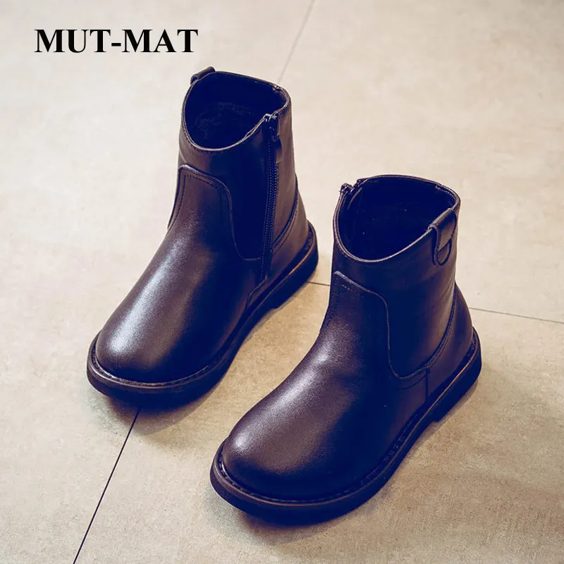 

Children shoes Geniune Leather Martin boots 2020 winter Fashion new children's plush warm boots non-slip Ankel high Girl boots