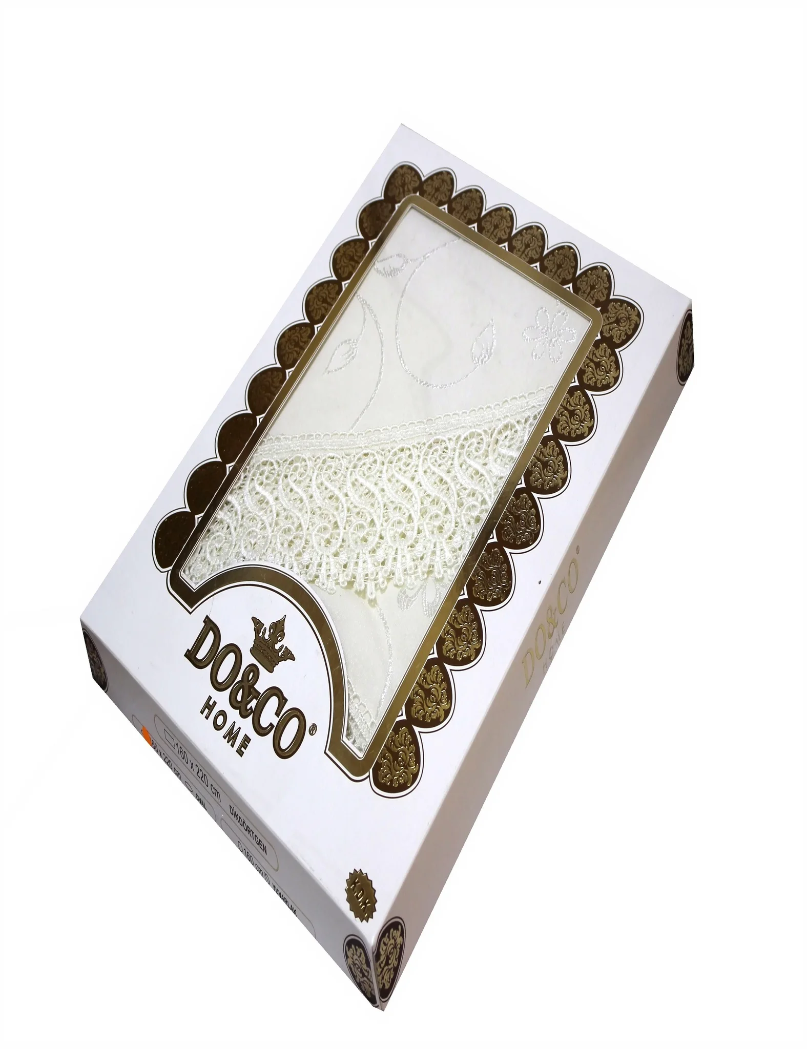 Скатерть DO&ampCO c гипюром 160х220 КДК ОВАЛЬНАЯ цвет кремовый |