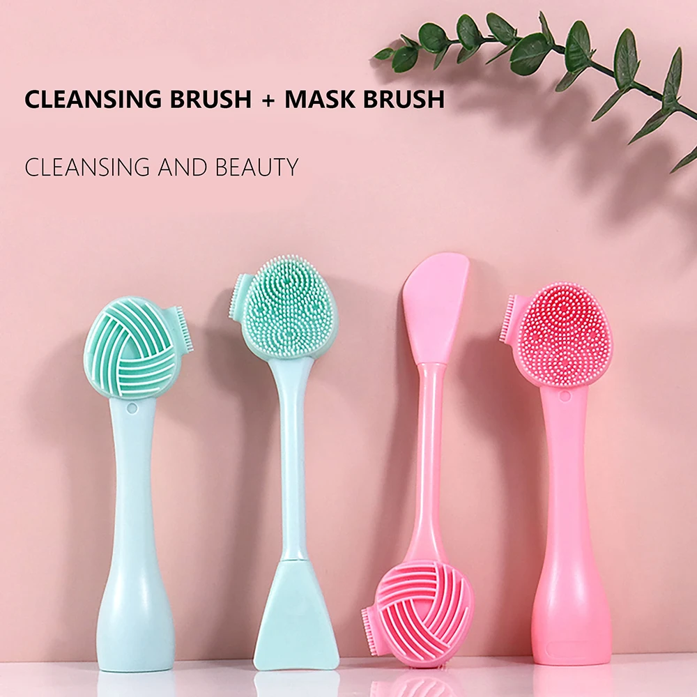 

Double-Headed Silicone Facial Cleansing Pore Cleanser Washing Brush Makeup Remover Mask Smudge Stick Mask SPA Applicator Stick