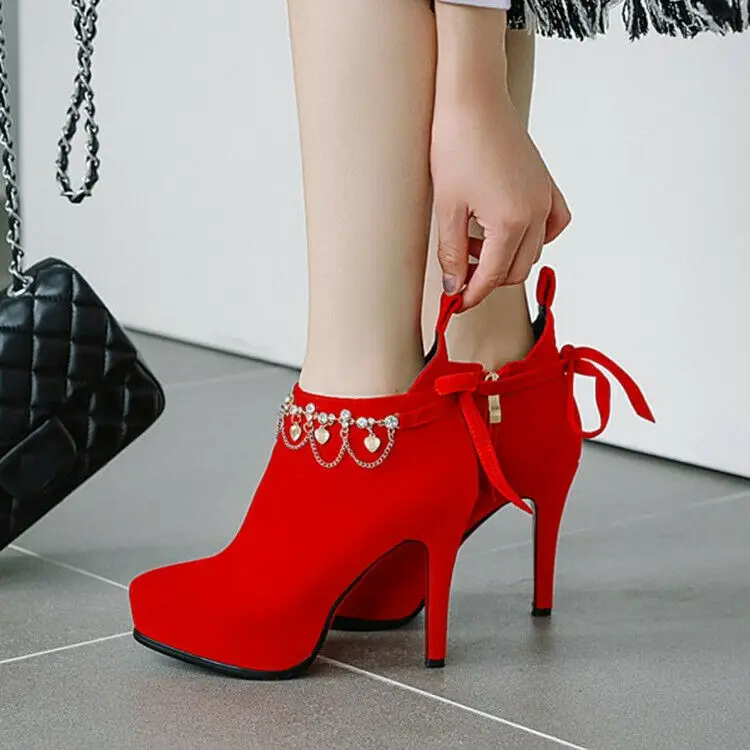 

Metal Decor Ladies Party Ankle Boots High Stilettos Heels Booties Casual Shoes