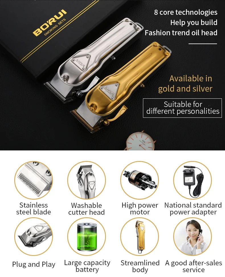 

VGR 139 New Golden Electric Hair Clipper Men Electric Hair Clipper Professional Hair Salon 20W High Power Oil Head Scissors