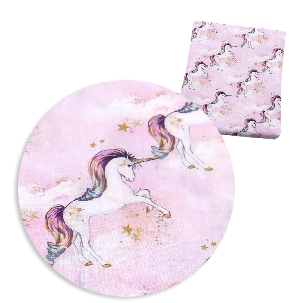 Ткань с принтом единорога из полиэстера и хлопка 50*145 см|Ткань| |