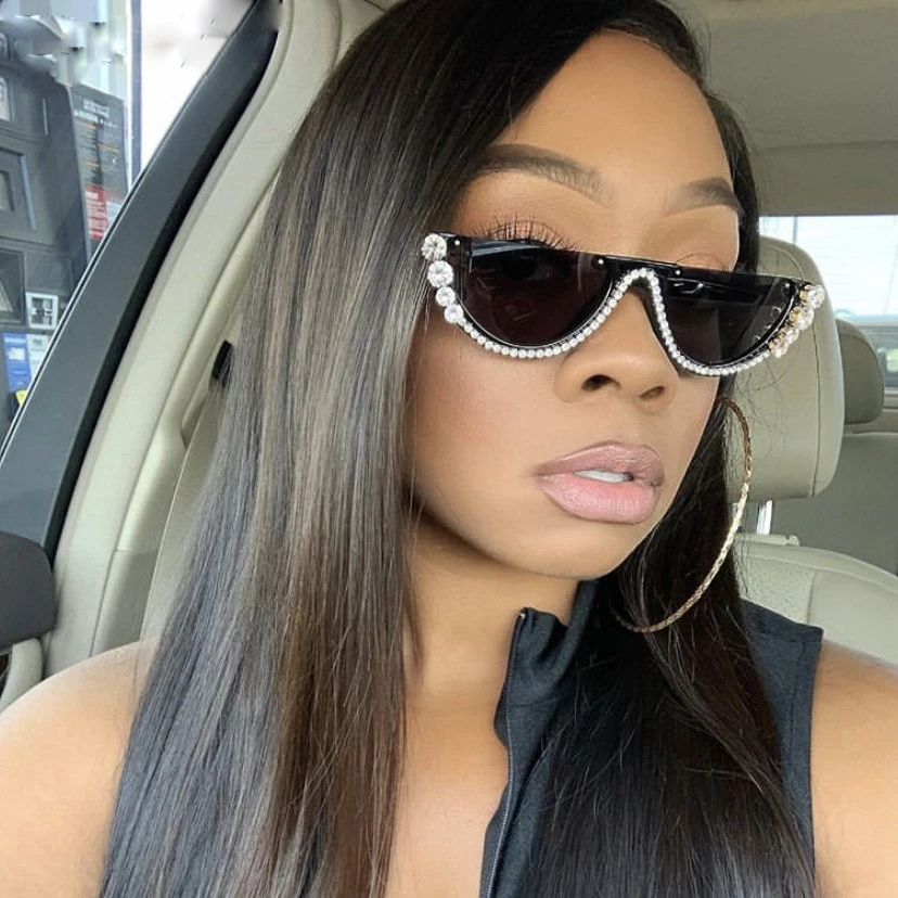 Diamond солнцезащитные очки кошачий глаз Для женщин 2020 солнечные с полуободковой