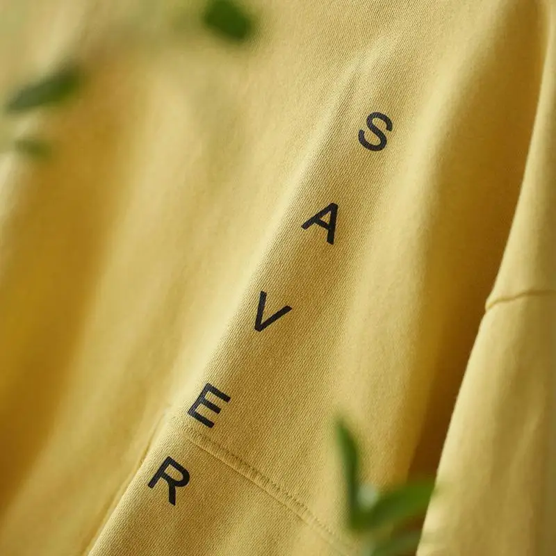 Новинка 2020 Весенняя Однотонная футболка с круглым вырезом и надписью свободная