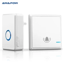 Awapow Wireless Doorbell Waterproof  LED Flash Security Smart Door Bell Set Home Welcome Outdoor Hou