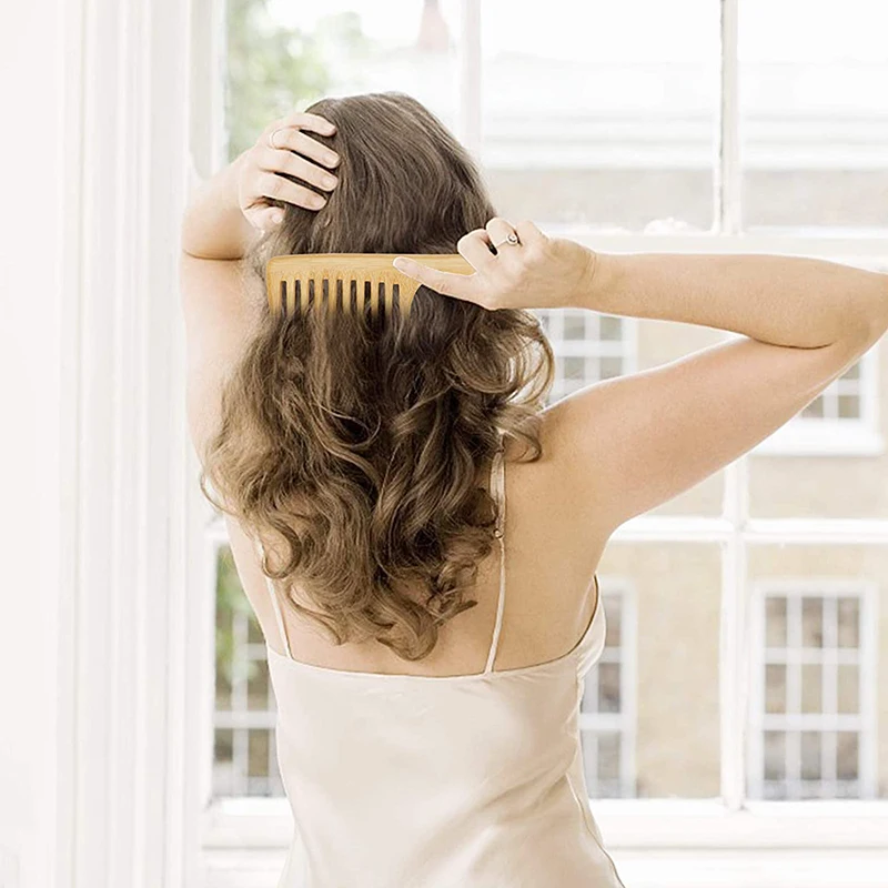 Оптовая продажа экологически чистых гребней для волос из бамбукового дерева с