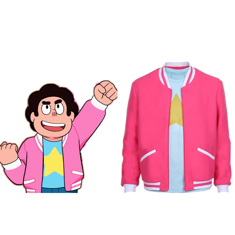 

Костюм для косплея «Вселенная Стивена: фильм-Вселенная Стивена», розовое пальто для взрослых, футболка + куртка на молнии, карнавальный кост...