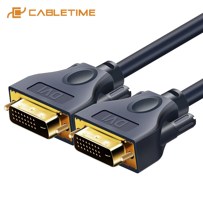 

CABLETIME DVI Cable DVI to DVI Cable 24+1 Pin High Speed Pro DVI Adapter Male Gold Plated 1080P for Projector LCD HDTV C118