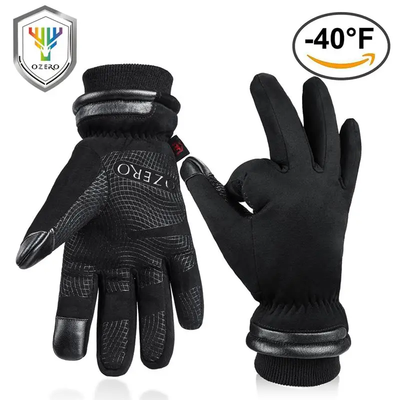 

OZERO Mens Waterproof Winter Gloves Touch Screen Fingers Windproof Thermal in Cold Weather for Driving Motorcycle Cycling Warm