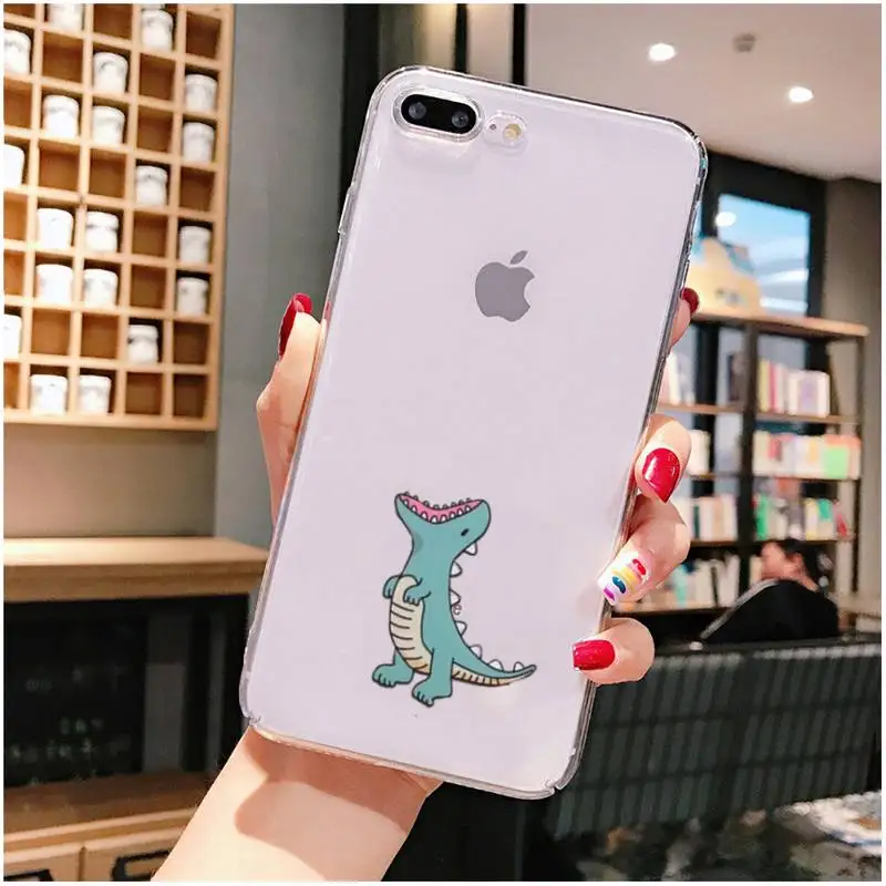 FHNBLJ Cute Dinosaur Phone Case For iPhone X XS MAX 6 6s 7 7plus 8 8Plus 5 5S SE 2020 XR 11 11pro max Clear funda Cover