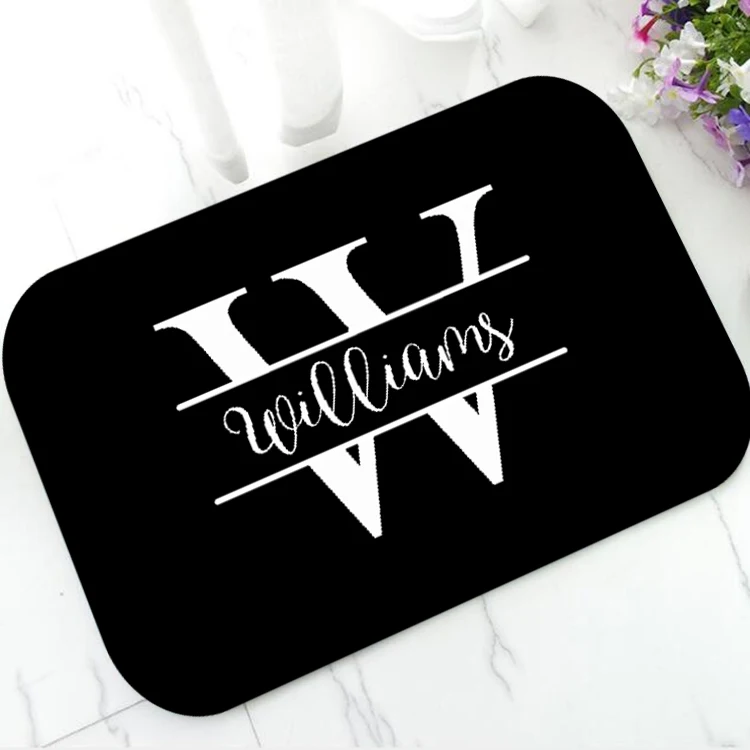 Классический элегантный черный белый персонализированный монограммный дверной