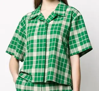 

Shirt Cozy Women Summer Thin Retro Fashion Plaid Shirt Short Sleeve