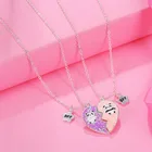 Новинка 2021, 2 шт.компл., ожерелье с подвеской в виде разбитого сердца в виде панды, BFF, парные украшения для детей, для девочек, модные подарки для друзей