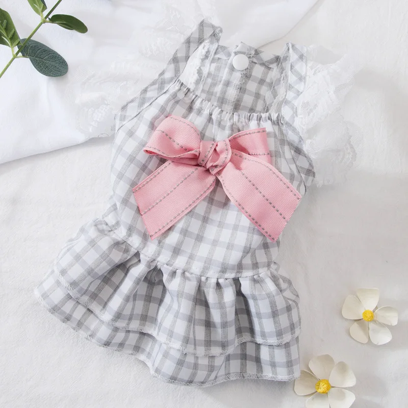Cute Dog Lace Dress Summer Big Bow Princess Dress Puppy Cat Dresses Pet Dog Skirt For Small Medium Chihuahua Spring Dog Clothes