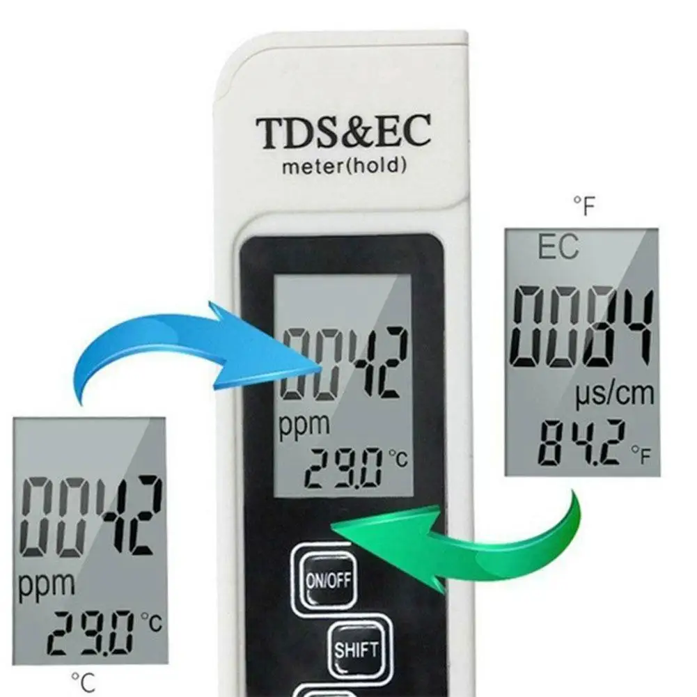 Цифровой Tds-метр 3 в 1 тестер воды цифровой 0 0-14 Ph-метр Tds и ec ЖК-дисплей Чистота