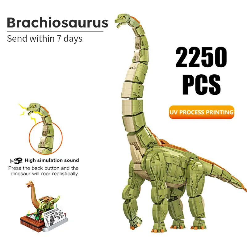 

Creative Jurassic Dinosaurs World Brachiosaurus Building Blocks MOC Dinosaur Park Action Figures Model Bricks DIY Toys Kids Gift