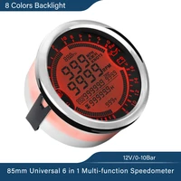 new 6 in 1 multi functional gauge meter gps speedometer tachometer hour water temp fuel level oil pressure voltmeter 12v 0 10bar