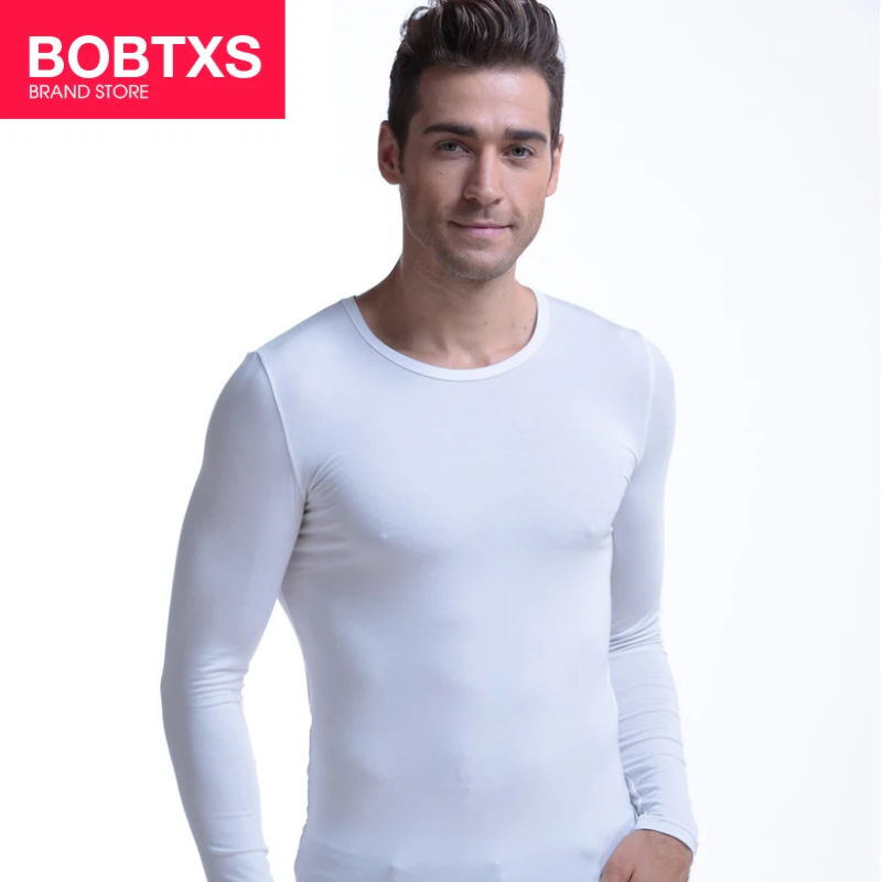 

ak48 1pcs mens Modale Clothing Single Autumn/Winter Thin Warm Top Round Collar Basic Underwear Slim Long Sleeves Undershirt