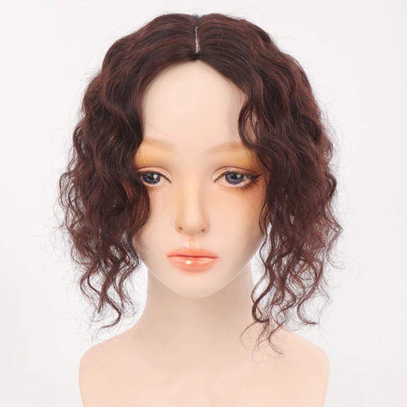 

Natural Black Color Curly Human hair Wig Lady Fashion Short Resistant Synthetic Wigs For Whites Women Cover gray hair