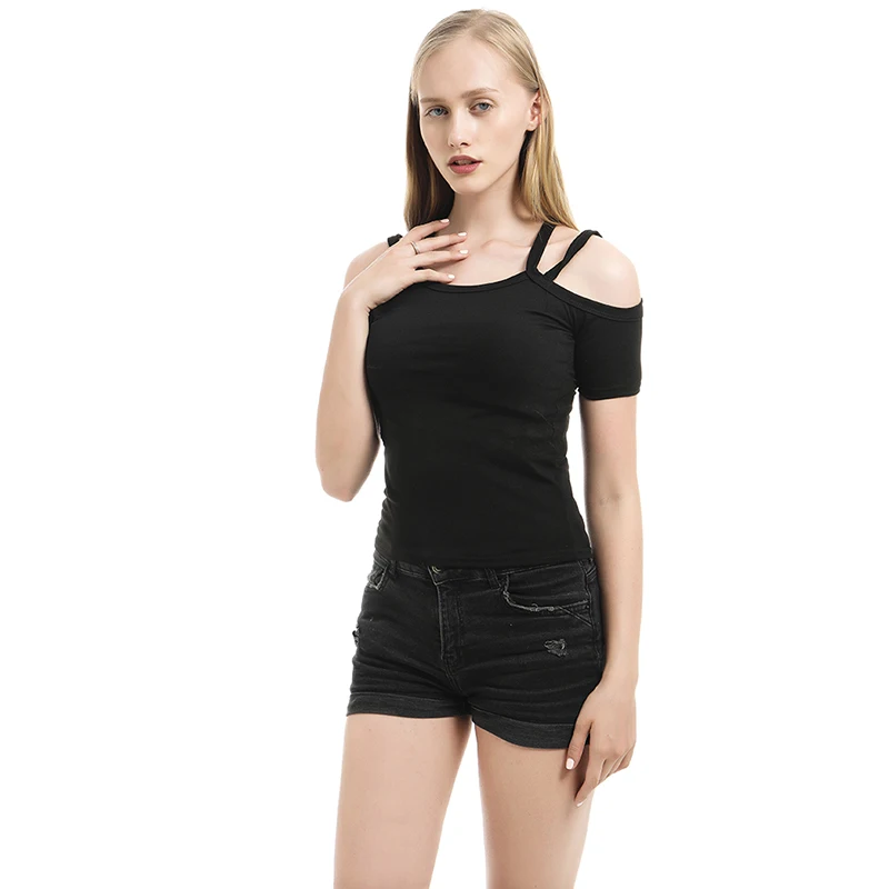 Летняя женская футболка с открытыми плечами повседневные топы в полоску Женская