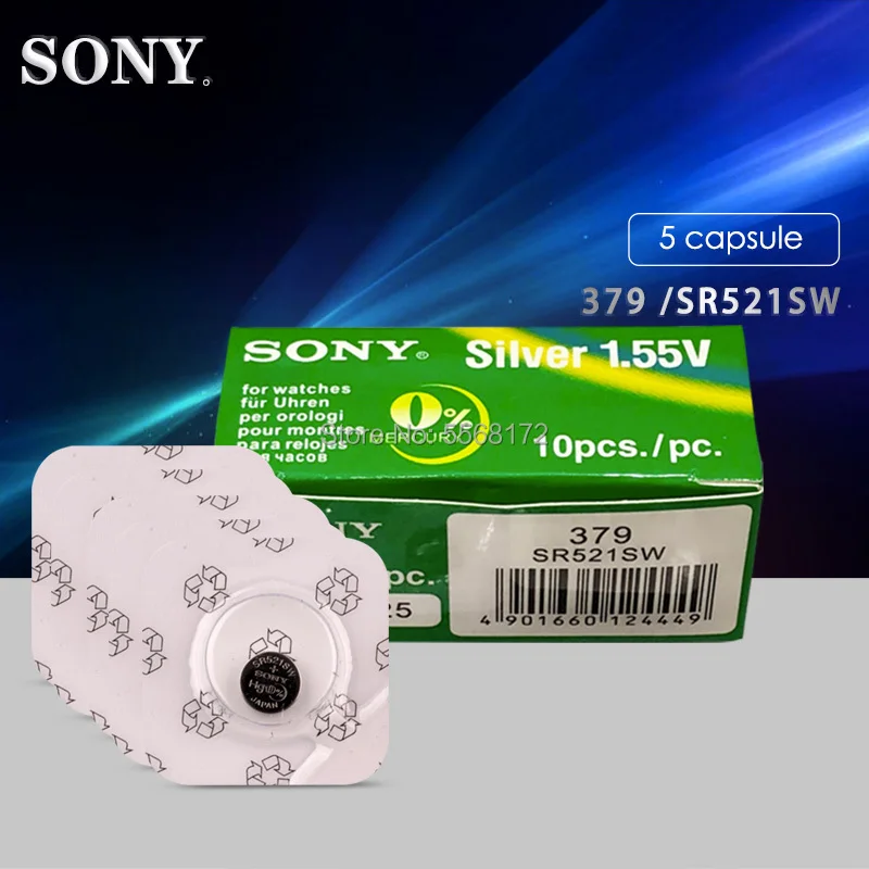 

5Pcs/Lot New SONY LONG LASTING 379 SR521SW D379 SR63 V379 AG0 Watch Battery Button Coin Cell MADE IN JAPAN 100% Original