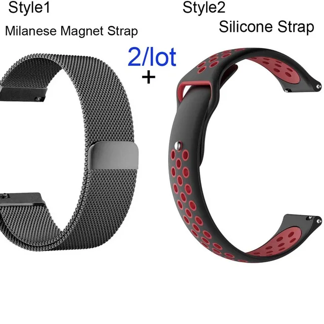 22 мм браслет ремешок для huawei Watch GT Honor Magic Dream Watch Band для Huami Amazfit Pace Stratos Milanese Correa для samsung - Цвет: balck-black red