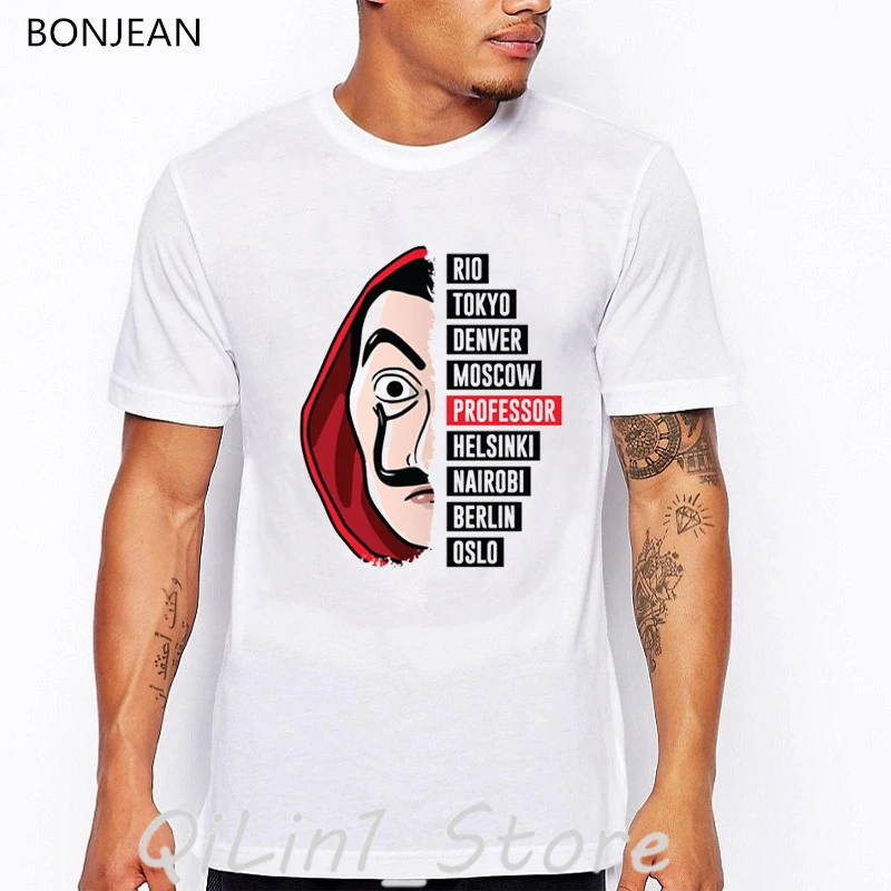 Мужская футболка Funny Design La Casa De Papel с принтом денег Heist ТВ футболки camisetas hombre House