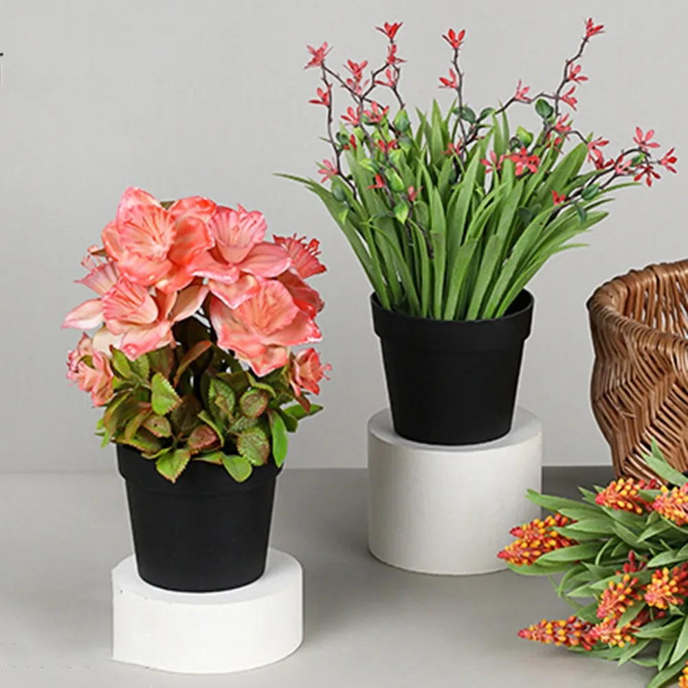 

Artificial Potted Simulation Flower Bonsai Small Tree Pot Plants Fake Flowers Ornaments Home Decoration Hotel Garden Decor