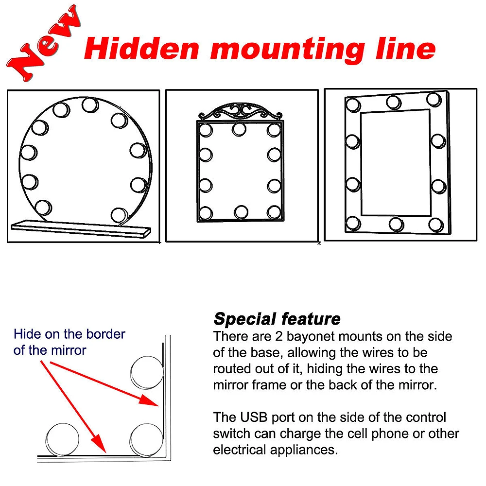 Зеркальный светильник s в голливудском стиле набор с 10 светодиодными лампами