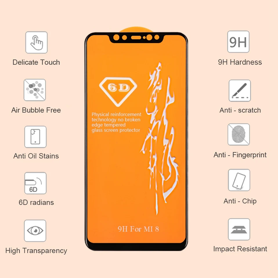 6D Защитное стекло для Xiaomi mi 9 Pro A2 A3 8 mi 9 Lite CC9e CC9 mi x 2 2S 3 Закаленное стекло для Xiao mi Red mi 8A Note 8 Pro 8t