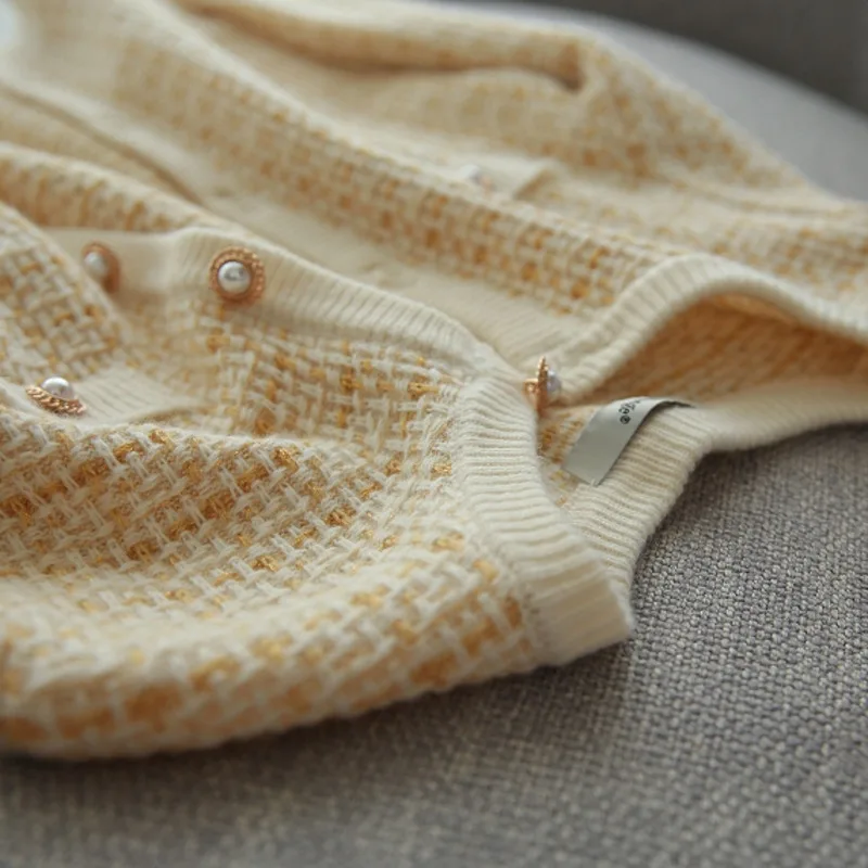 Женский твидовый офисный костюм трикотажный однобортный Кардиган на пуговицах и