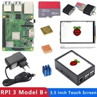 Оригинальный Raspberry Pi 3 Model B Plus с Wi-Fi и Bluetooth + сенсорный экран 3,5 дюйма + адаптер питания + чехол + радиатор для Respberry Pi 3B +