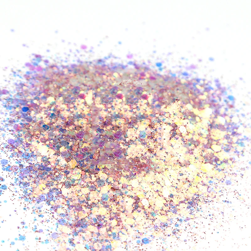 

18 /Colors 50g PINK Opal Chunky Glitter for Nail Art Mix Glitter Fairy Kisses iridescent Opal Chunky Mix Glitter - 18 Colors )