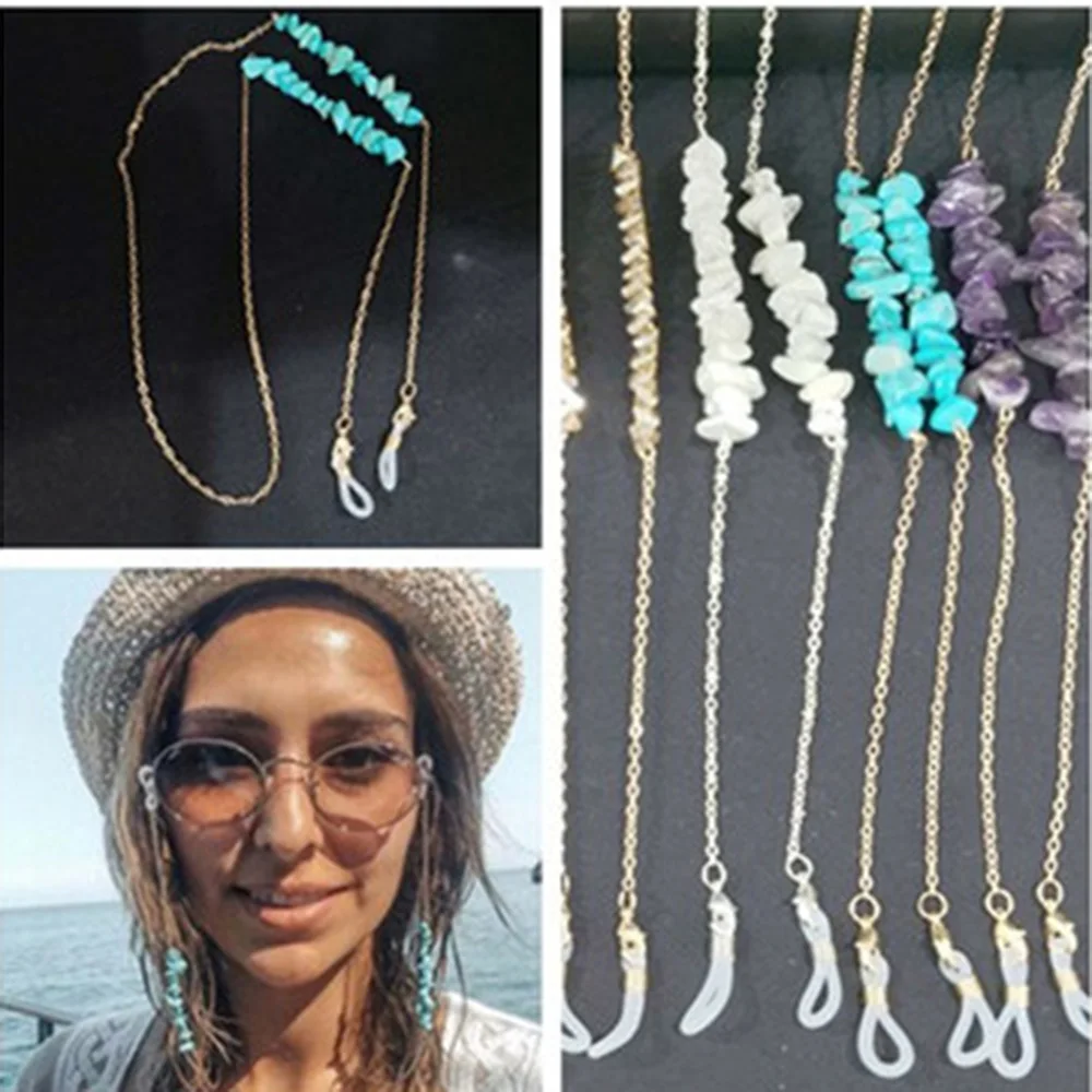 

2021fashion New Color Special-shaped Peach Heart Stone Glasses Chain Sunglasses Chain Personalized Women's Mask Chain