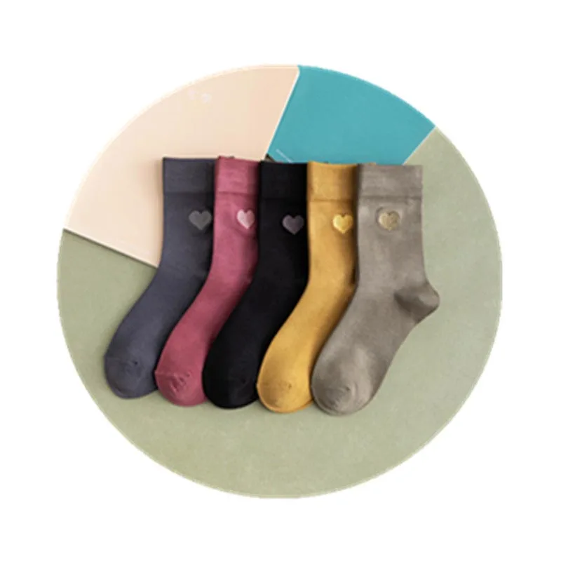 В стиле Харадзюку японский цвета: золотистый серебристый шелковые носки с